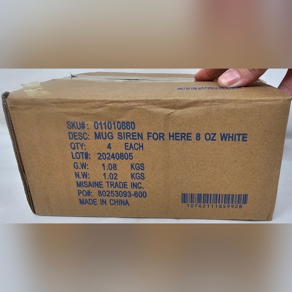 Starbucks New 8 oz White Embossed Siren Mermaid Logo Coffee Cups 2010 Set NIB - Picture 6 of 10